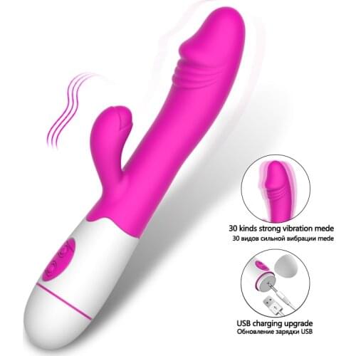 Rabbit Dildos Vibrators for Women Dual Vibration USB Charge Female Vagina Clitoris Massager G Spot Vibrating Sex Toys For Adults