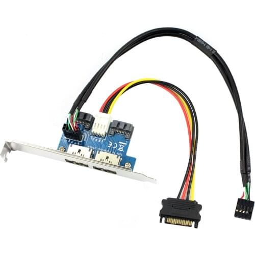 Dual Port SATA to 5V 12V Power Over ESATA USB Port Adapter Convert Expansion Converter Card Connect to 2.5" 3.5" Hard Disk