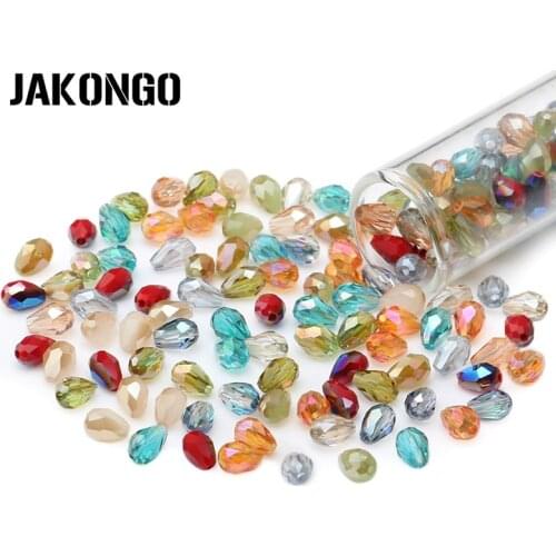 Faceted Water Drop Shape Crystal Glass Beads 3mm*5mm AB Effects Loose Beads For Making Bracelet Jewelry About 100pcs