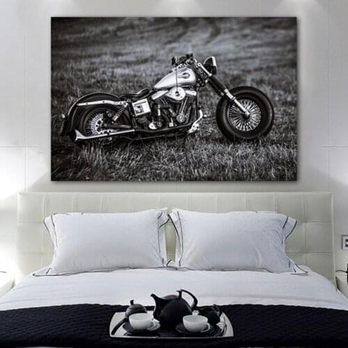 ART Cool Motorcycle Pictures Canvas Painting Black And White Posters And Prints Wall Art For Living Room Decoration