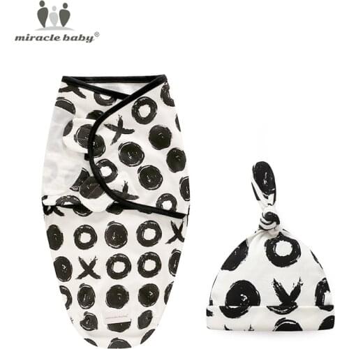 2 Pieces Set Baby Newborn Swaddle Wrap +hat Cotton Receiving Blanket Bedding Cartoon Cute Infant Sleeping Bag For 0-6 Months