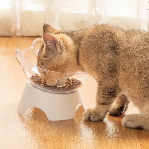 Cat Bowl Pet Food and Water Bowls Transparent Pet Supplies For Cats Dogs Feeders Non-slip With Stand Base
