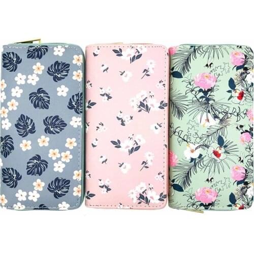 KANDRA Womens Floral Print Fashion Long Purse Phone Bag Zipper Clutch Card Slots Coin Purse Female Wallets Ladies Card Holder