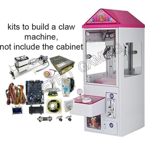Crane Game Cabinet Machine DIY Kit claw game parts 28cm mini Gantry LED Joystick Buttons Harness Coin Acceptor Motherboard etc