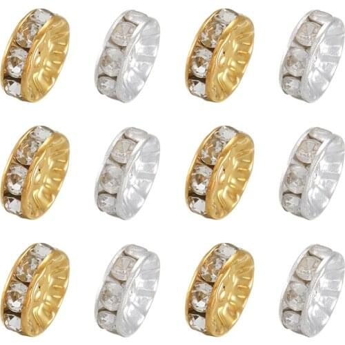Brass Rhinestone Spacer Beads Mixed Color DIY Necklace Bracelets Findings Accessories Spacer beads 20pc/set