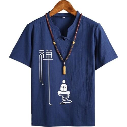 Summer Men Linen Shirt Chinese Style Retro Casual Tops Plus Size Kung Fu Traditional Asian Clothes Tang Suit Tops For Man KK3473