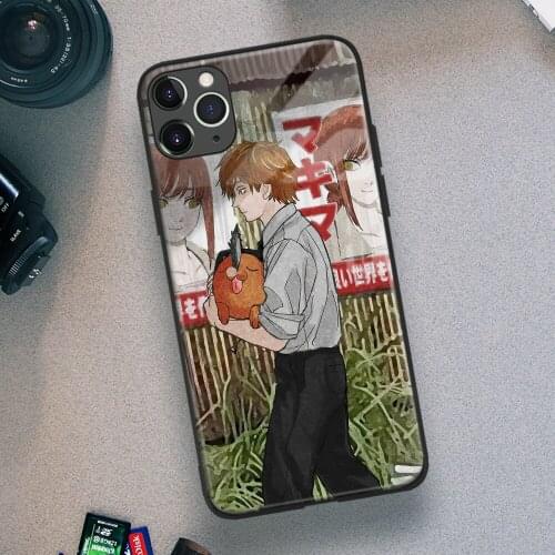 Makima and Denji Chainsaw Man Manga Anime Soft TPU Glass Phone Case for IPhone SE 6s 7 8 Plus X Xr Xs 11 12 Mini Pro Max Samsung