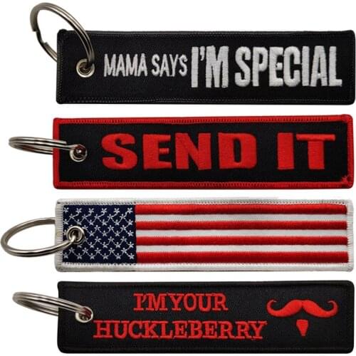 MAMA SAYS IM Special Embrodiery Luggage Tag Send It US Flag Im Your Huckle Berry Remove Before Flight Keyrings Embroideried Tags