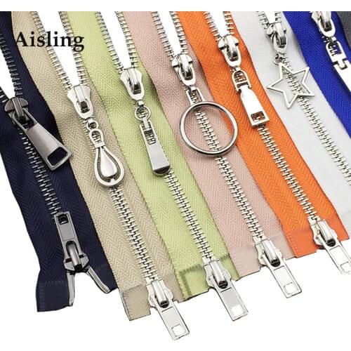 80/100/120 CM Metal Zipper Fabric Silver Teeth Double Zipper Sliders For Sewing Garment Decoration Materials D737