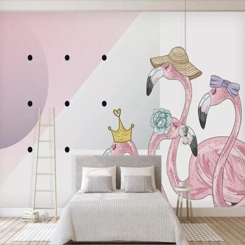 Milofi custom large 3D wallpaper mural modern minimalist flamingo living room bedroom background decoration wallpaper mural