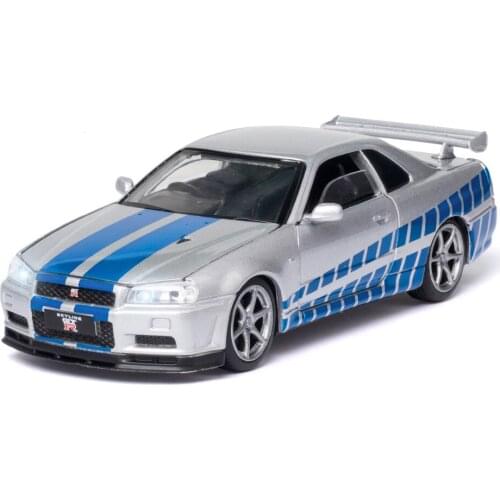 1:32 high simulation SKYLINE GTR34 simulation alloy car model speed and passion car creative decoration