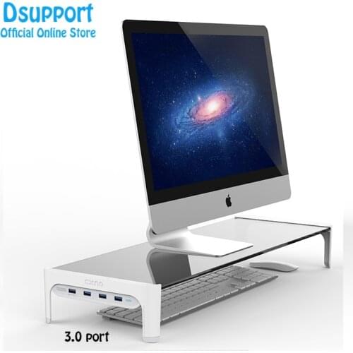 Desktop Monitor Notebook Laptop Stand Space Bar Non-slip Desk Riser with 4ports USB 3.0 Hub Data Transmission and Fast Charger