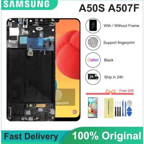 Orignal 6.4" Display For Samsung Galaxy A50s A507 A507F/DS A507FD A507F LCD Display Touch Screen Digitizer Assembly + Frame