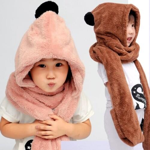 Autumn and winter childrens fashion velet Parent-child plus velvet child scarf hat gloves three pieces set ear protector
