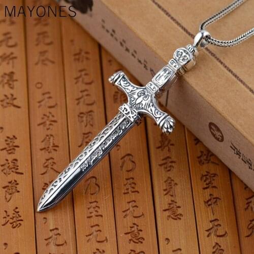 Real 925 Silver Cross Pendant 100% Pure S925 Solid Thai Silver sword Pendants for Men Jewelry Making