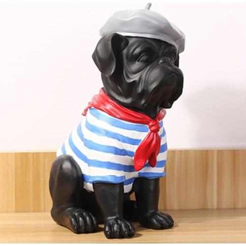 Lovely Cartoon French Bulldog Statuette Ornaments Animal Statue Desktop Decor Resin Figurines Crafts Childrens Room Decora X5872