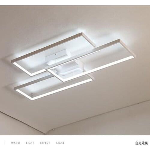 Rectangle Black/White Color Modern Led Chandelier for living room bedroom 110V 220V deco Dimmable Ceiling Chandelier