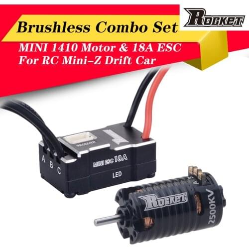 Rocket MINI 1410 2500KV Brushless Motor w/18A ESC for Kyosho Mr03 Atomic DRZ 1/28 1/24 1/32 RC Mini-Z Drift Car
