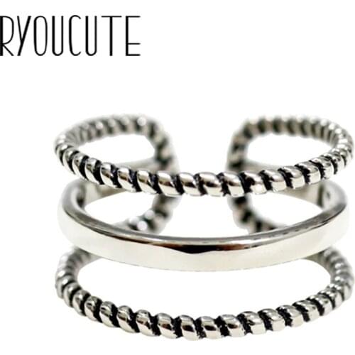 Luxury Brand Silver Color Multi-layer Lines Rings for Women Antique Rings Wedding Jewelry Valentines Gifts