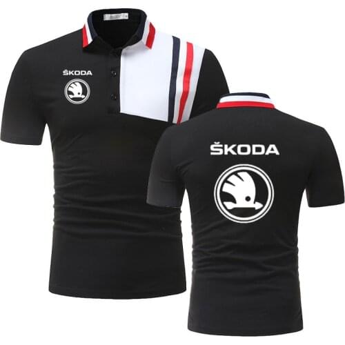Summer New Skoda car logo Print Mens Comfortable Breathable Cotton Short Sleeve Classic Business Casual Hot sale Polo Shirt