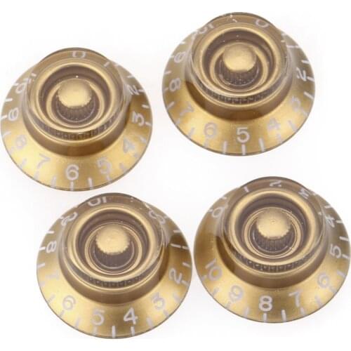 Musiclily Pro Left Handed Imperial Inch Size Bell Top Hat Knobs for USA Made Les Paul Style Electric Guitar,Gold(Set of 4)