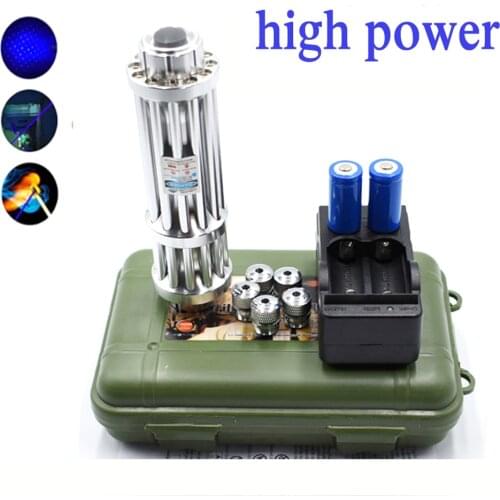 High power blue Laser Torch 450nm 10000m Focusable Blue Laser Pointer Flashlight burn match candle lit cigarette