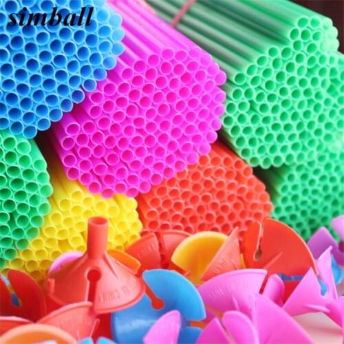 20 Sets 40cm Latex Balloons Stick Multicolor PVC Rods Balloon Holder Sticks with Cup Party Supplies Party Decoration Accessories