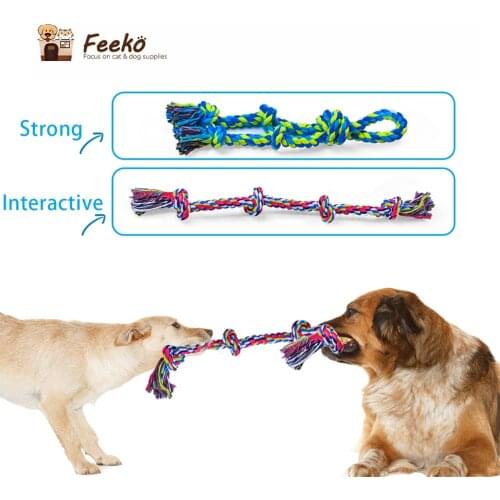 Feeko 2pcs Dog Rope Toys For Aggressive Chewers 100% Cotton Teeth Cleaning Dog Toys For Large Dogs Bite Resistant Accessories