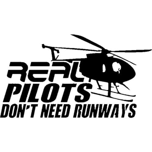18cm*9.8cm Real Pilots Don'T Meed Bunways Gigantic Helicopter Vinyl Car Sticker Delicate Decal Pattern Style auto accessories