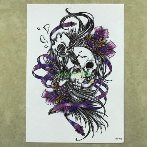Waterproof Temporary Tattoo Sticker large skull tatto stickers flash tatoo fake tattoos for women men