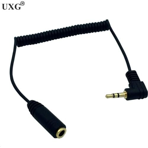 90 Degree Right Angle 2.5mm to 3.5mm Jack Spring Retractable Extension Cord Audio Cable For Mobile Phone Computer Tablet Speaker