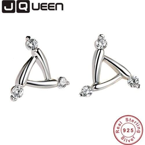 925 Sterling Silver Fine Jewelry New Design Triangle Sun Earrings Fashion Jewelry Womens Accessories Ear Studs Set