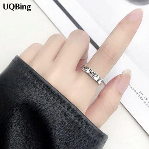 Fashion Sweet Butterfly Engraved Women Rings 925 Sterling Silver Jewelry Gifts