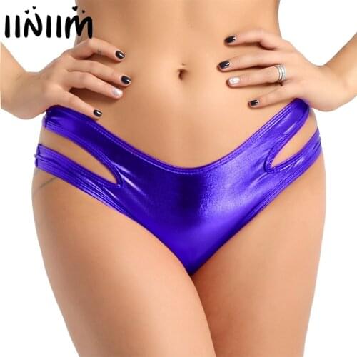 Womens Lingerie Sexy Panties Shiny Bikini Booty Shorts Wetlook Hollow Out Mini Briefs Sexy Underwear Underpants free shipping