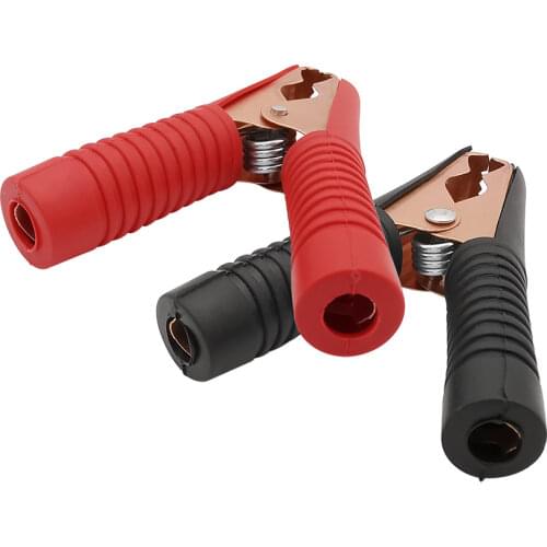 2Pcs Red+Black Hot Car Battery Clip Connectors Insulated Crocodiles Clamps 100A Alligator Clips Terminals Electrical Connection
