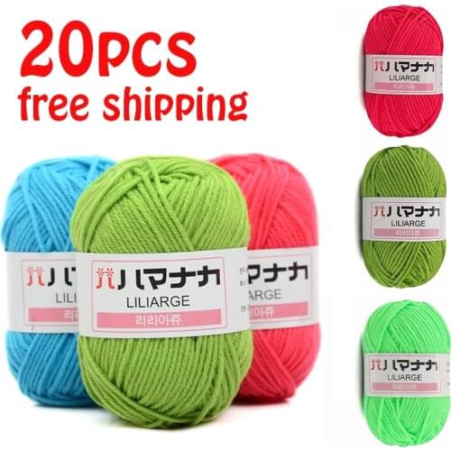 20pcs Baby Cotton Crochet Yarn Lot Soft Warm 25g 4ply Milk Wool For Hand Knitting Needlework DIY Free Shipping