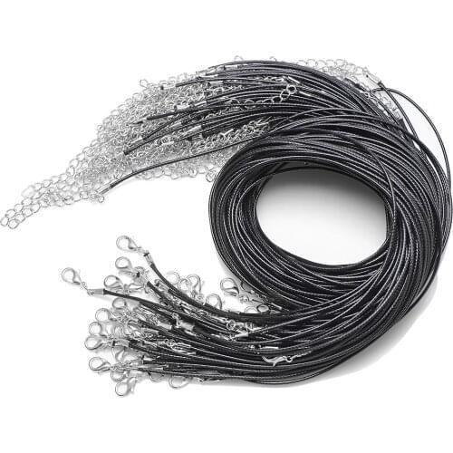 30pcs/lot 1.5mm Real Handmade Leather Adjustable Braided Rope 45cm Necklaces & Pendant Charms Findings Lobster Clasp String Cord