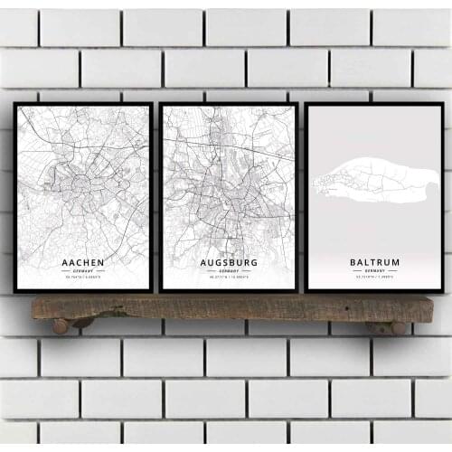 Aachen Augsburg Baltrum Bayreuth Bielefeld Bochum Bonn Bremen Brunswick Chemnitz Cologne Dortmund Dresden Germany Map Poster