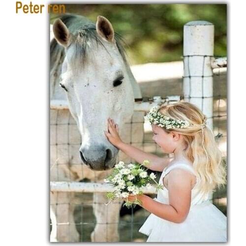 Diy Diamond painting cross-stitch Arts and crafts Diamond embroidery Girl horses 5d square Mosaic full icon Diy Diamond Drawing