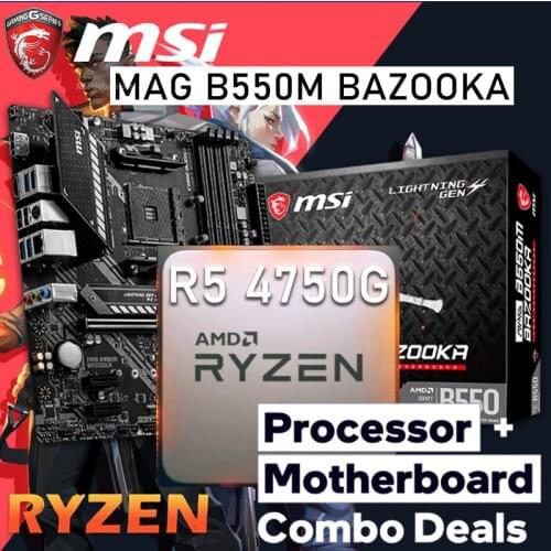 AMD Ryzen 7 PRO 4750G Combo Ryzen Kit MSI MAG B550M BAZOOKA Gaming Motherboard Combo Ryzen 4750G AMD B550 Placa-mãe Kit AM4