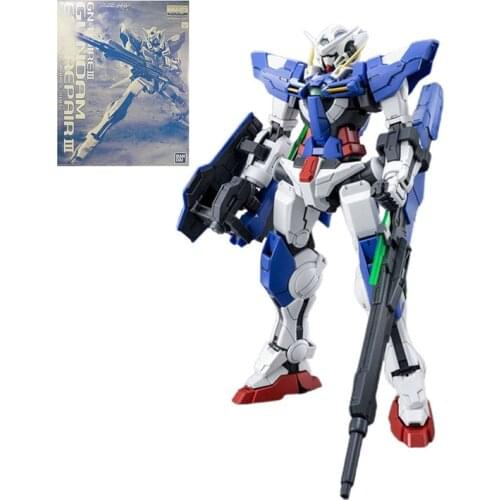 BANDAI MG 1/100 Gundam GN-001RE 3 Exia Repair 3 Model Kids Assembled Toy Robot Japanese Anime PVC Action Figure Collection Gifts