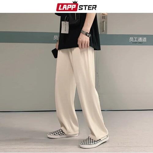LAPPSTER Men Unisex Loose Harajuku Harem Pants 2020 Mens Korean Fashions Casual Joggers Women Smooth Straight Sweat Pants 5XL