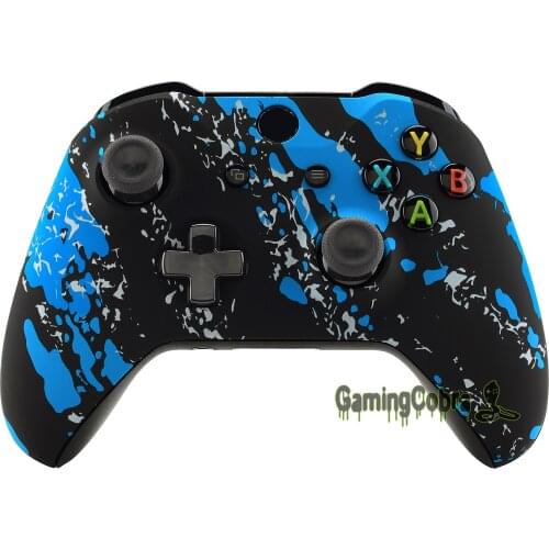 EXtremeRate Blue Coating Splash Patterned Faceplate Front Housing Shell Case for Xbox One X & One S Controller (Model 1708)