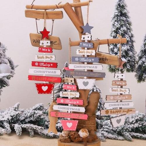 1pcs Wooden Pendants Embellished With Wooden Ornaments Christmas Gift Tags Christmas Tree Hanging Pendant Xmas Party Decor