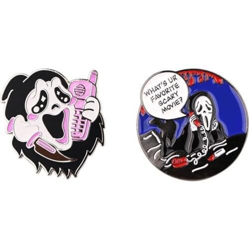 E3267 Funny Ghost Make a call Enamel Pins and Brooches Lapel Pin Backpack Bags Badge Clothing Decoration Gifts