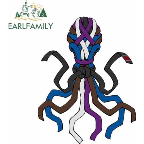 EARLFAMILY 13cm x 9.9cm for Brazilian Jiu-Jitsu Belt Waterproof Cartoon Car Stickers Refrigerator Decal Laptop Windows Graphics