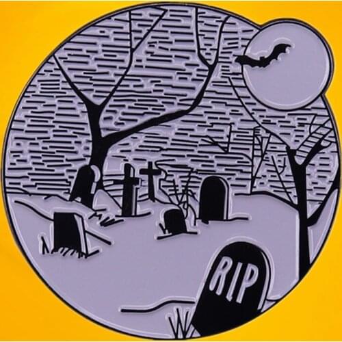 RIP Tombstone Graveyard creepy cemetery gothic Halloween enamel pin gravestone horror Grave steampunk brooch gothic badge ghost