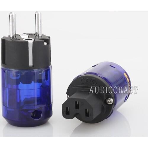 Hi End Pair P-037E Rhodium plated EU power connector plug & C-037 IEC female connector plug for audio power cable