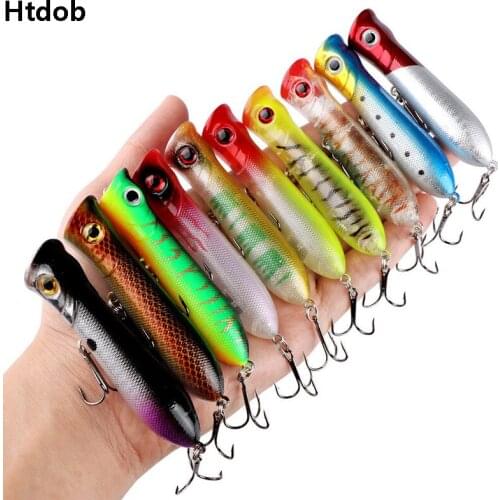 Htdob 10pcs/lot Fishing Lures Topwater Floating Popper Lures Surface Crankbaits poppers fishing lures hard bait whopper popper