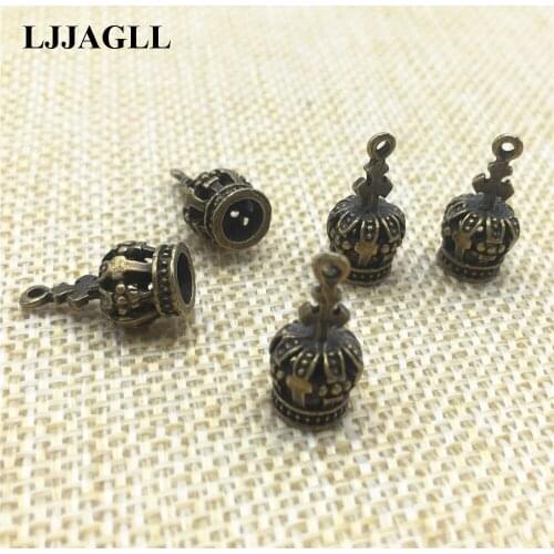 Antique Bronze Small 3D Crown Charms Cross Pendant Jewelry Diy 15pcs 8*9*18mm Fit Necklace Diy Jewelry Findings AHG006